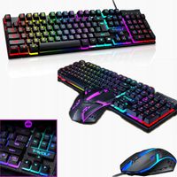 CZARNA KLAWIATURA PODŚWIETLANA RGB DLA GRACZY GAMINGOWA LED + MYSZ GRATIS