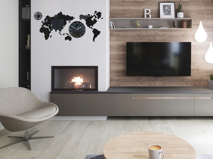 Duży zegar ścienny Mapa 80x40 Nowoczesny 3d Cichy zdjęcie 7
