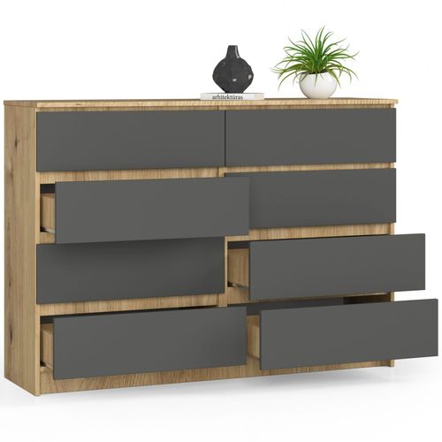 KOMODA K140 8SZ CLP DĄB ARTISAN / SZARY na Arena.pl
