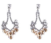 Kolczyki champagne WISZĄCE KRYSZTAŁOWE grafitowe