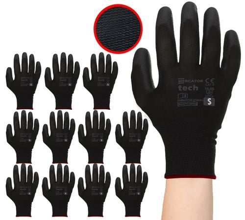rękawice robocze mercator tech black+black pu - s - 12 par na Arena.pl