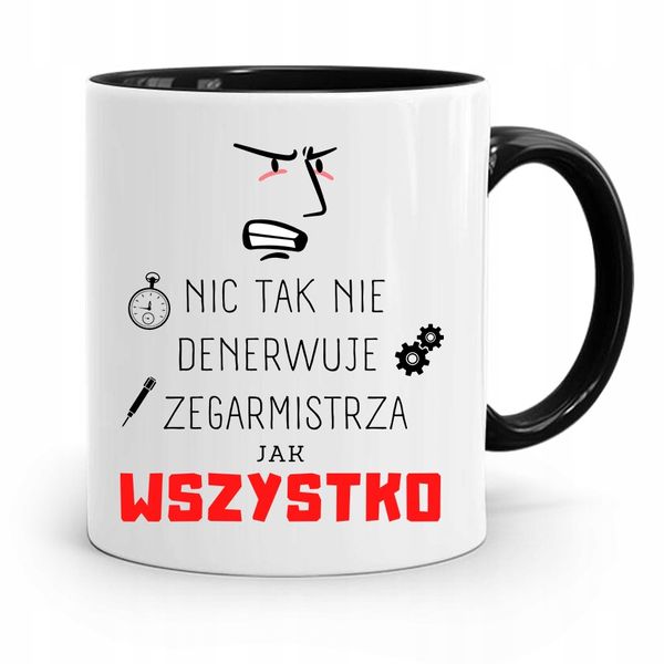 Kubek Czarny Dla Zegarmistrza Wszystko Denerwuje Z Nadrukiem Ze Zdjęciem zdjęcie 1