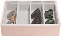 Pudełko na okulary Stackers Classic 4 komorowe różowe z akrylową pokrywką