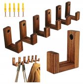 Wieszak Scienny do Przedpokoju Drewniany Łazienkowy Haczyk Brązowe Orzech