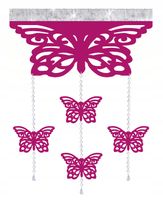 Firana nowoczesna MOTYLE EKRAN z zawieszkami ażur Girlanda GLAMUR 60x95