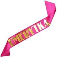 Emerytka różowa szarfa ze złotym nadrukiem