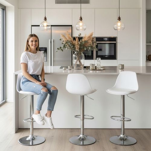 Hoker Krzesło Barowe Obrotowe Ekoskóra Regulowane Tapicerowane na Arena.pl