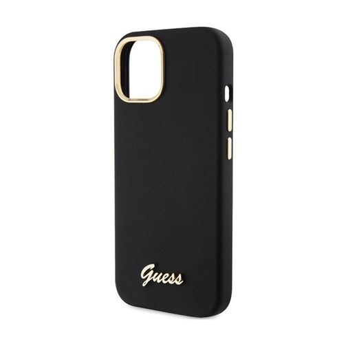 Guess Silicone Script Metal Logo & Frame - Etui iPhone 15 (czarny) na Arena.pl