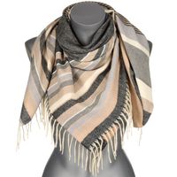 Beżowy Duży Szalik Damski Bawełniany Ciepły Chusta Na Szyję Rec-77