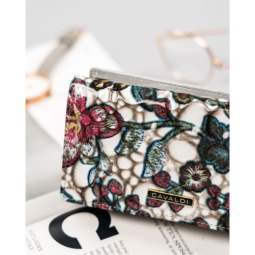 pojemny portfel damski w kwiaty zamykany na zatrzask - 4u cavaldi na Arena.pl