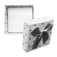 Eleganckie Pudełko Pudełeczko Białe w Szare Kropki Kokarda 5x5x3,5 cm