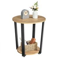 Stolik kawowy OSKAR dąb sonoma okrągły 50 cm loftowy do salonu i biura