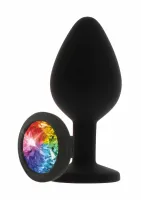 toyjoy rainbow booty jewel small silikonowy z kolorowym kryształem