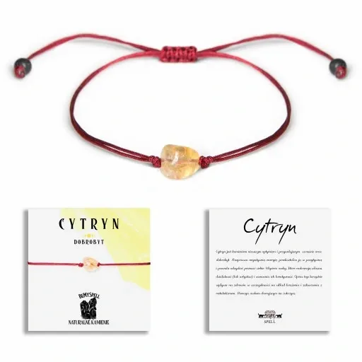 Bransoletka na czerwonym sznurku kamień CYTRYN zdjęcie 1