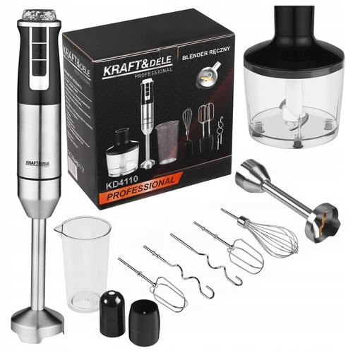 MOCNY BLENDER WIELOFUNKCYJNY MIKSER RĘCZNY 1500W SREBRNY LED AKCESORIA na Arena.pl