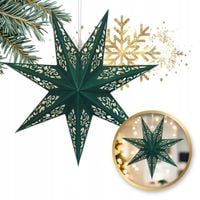 DUŻA GWIAZDA PAPIEROWA ŚWIĄTECZNA AŻUROWA ZIELONA 35 cm WITRAŻ 3D