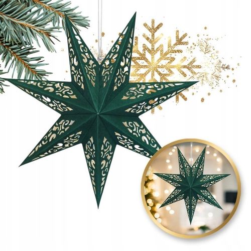 DUŻA GWIAZDA PAPIEROWA ŚWIĄTECZNA AŻUROWA ZIELONA 35 cm WITRAŻ 3D na Arena.pl