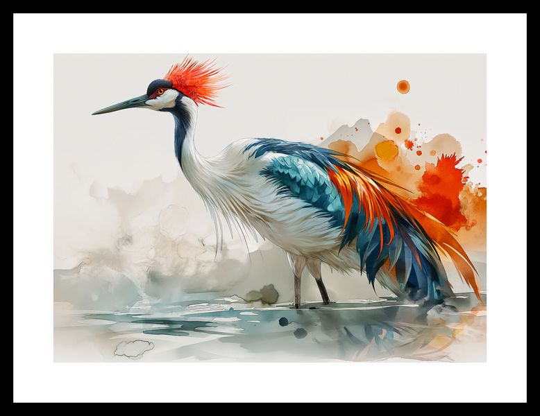 Plakat 35x25cm Żuraw w Akwareli zdjęcie 3