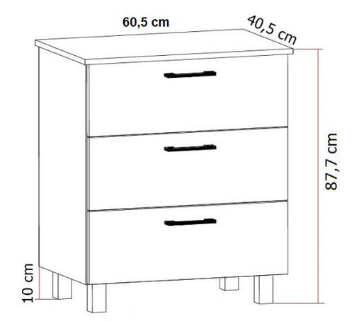 Komoda Nela 60 z 3 szufladami blat 32 biała (W2) na Arena.pl