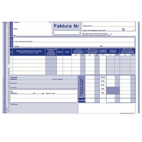 DRUK 100-3E FAKTURA WZÓR PEŁNY NETTO WIELOKOPIA na Arena.pl