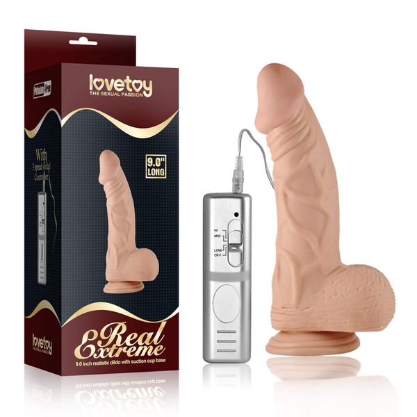 9"" Real Extreme Vibrating Dildo Flesh zdjęcie 1