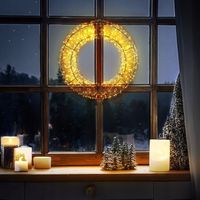 Dekoracja świetlna LED Ø 36 cm Wieniec Koło ledowe wianek świąteczny USB