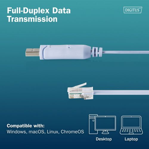 Kabel adapter DIGITUS do konsol USB 2.0 do RJ45, Chipset FTDI (FT232RNL) na Arena.pl