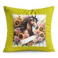 PODUSZKA ŻÓŁTA PREZENT - KOŃ KONIE JAZDA KONNA HOBBY HORSE