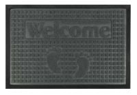 Wycieraczka podgumowana gumowa PCV poliester prostokątna HARRY 60 x 40 cm wzór nr 2 szara napis WELCOME stópki stopy