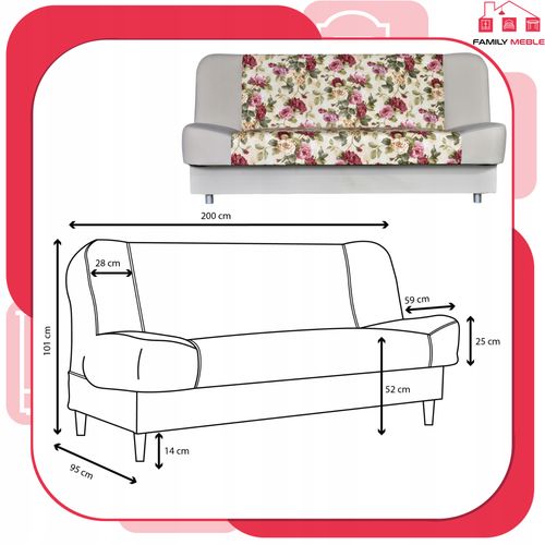 Kanapa sofa Sara Print Duo rozkładana wersalka spania bonell łóżko na Arena.pl