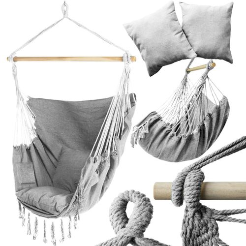 Hamak brazylijski krzesło wiszące BAHIO szare na Arena.pl