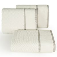 Ręcznik frotte z tłoczoniem w kratkę i bordiurą CALE 70X140 kremowy