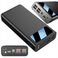 DUŻY POWERBANK 30000MAH 4 x USB USB-C Lightning Latarka Wyświetlacz