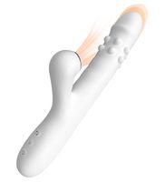 Biały wibrator z rotacjami i języczkiem