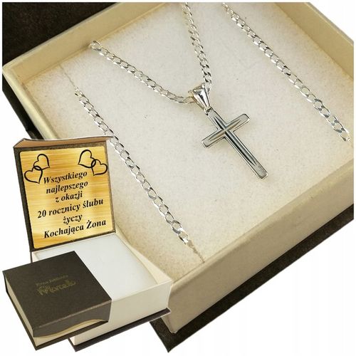 Łańcuszek Męski Srebrny Pancerka Krzyżyk 925 Dla Mężczyzny Grawer GRATIS na Arena.pl