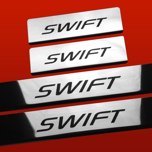 Listwa progowa SUZUKI SWIFT MK4 Stal nierdzewna 304 połysk z czarnymi liter na Arena.pl