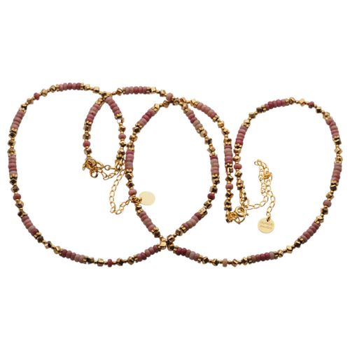 Naszyjnik - Rodonit, Hematyt złoty i srebro złocone na Arena.pl