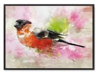 Plakat z ptakiem abstrakcja 61x91 cm w czarnej ramie