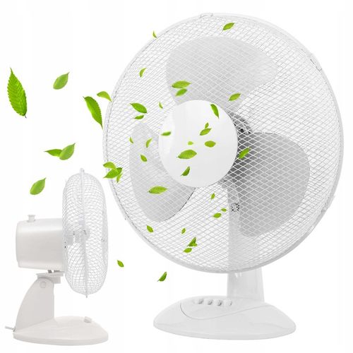 WENTYLATOR BIURKOWY WIATRAK STOJĄCY BIUROWY CICHY MOCNY BIAŁY MAŁY 3 TRYBY na Arena.pl