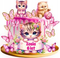 WYDRUK CUKROWY masa OPŁATEK NA TORT KOT KOTY KOTKI MOTYLE DLA DZIECI