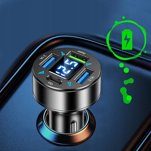 SZYBKA 3.1A SAMOCHODOWA ŁADOWARKA LED QC 3.0 x3 USB + PD 66W na Arena.pl