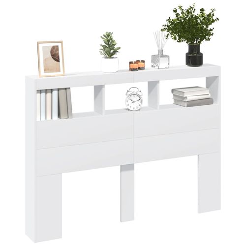 Zagłówek z półkami i oświetleniem LED, biały, 140x17x102 cm na Arena.pl