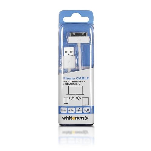 Kabel USB iPhone 4, do transferu danych, 30cm, biały na Arena.pl