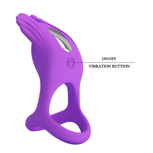 PRETTY LOVE - VIBRANT PENIS RING SILAS Black, 7 vibration functions zdjęcie 9