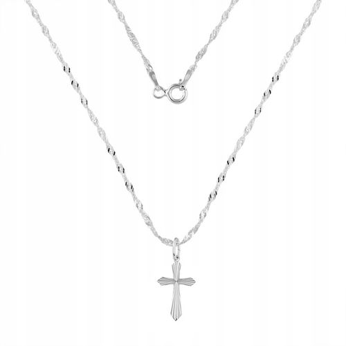 SREBRNY ŁAŃCUSZEK NASZYJNIK KRZYŻ KOMUNIA CHRZEST SREBRO 925 DLA DZIECKA na Arena.pl