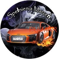 Opłatek na tort Urodziny Audi Samochód Auto Logo Tekst Gratis