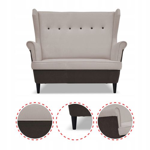 Zestaw wypoczynkowy uszak ARI DUO sofa fotele pufy Family Meble brąz - beż na Arena.pl