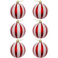 BOMBKI CHOINKOWE CZERWONE BIAŁE OZDOBY NA CHOINKĘ ZAWIESZKI 6 sztuk