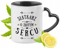 Kubek Czarny Z Uszkiem W Kształcie Serca Dla Siatkarza Na Prezent