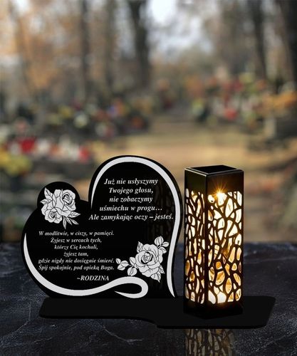 Duży Personalizowany Znicz Solarny XL Serce Wspomnienie Wszystkich Świętych na Arena.pl